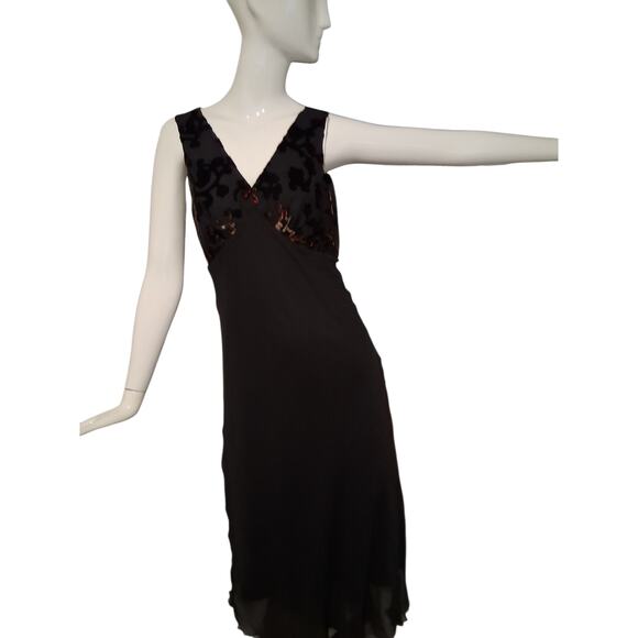 Y2K Silk Babydoll Velvet Burnout Womens sz 6 Whimsigoth Vampire Witchcore Dress - Picture 7 of 12